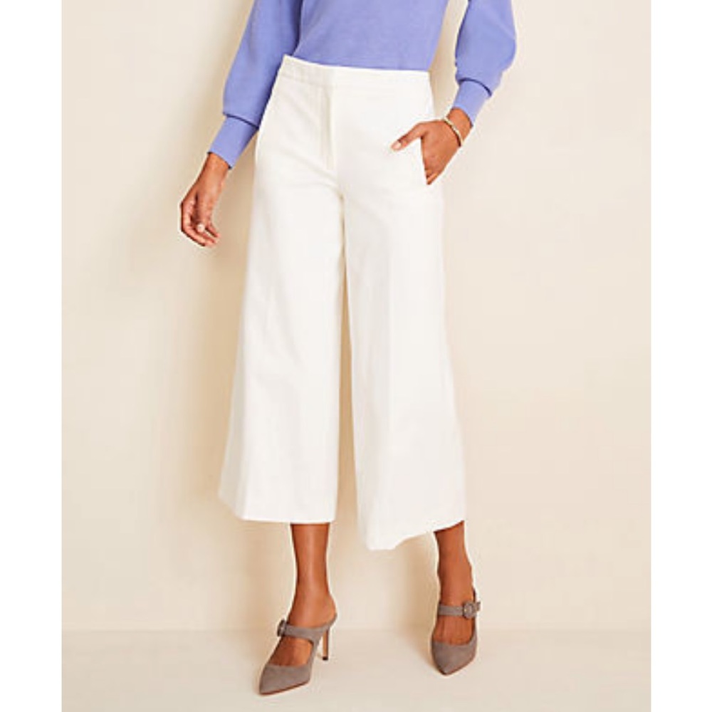 NWT ANN TAYLOR High Waisted Wide Leg “The Marina Pant” in Winter White. Size 6
